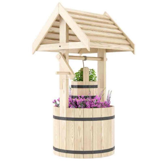 Outsunny Wood Wishing Well for Outside