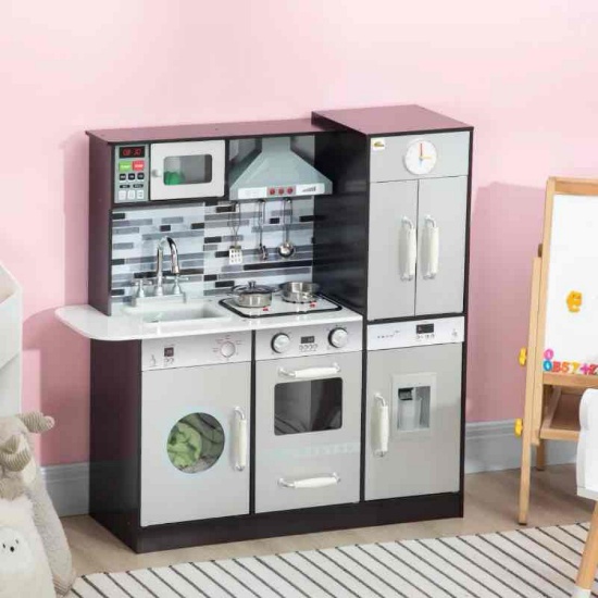 Qaba Wooden Play Kitchen with Lights Sounds