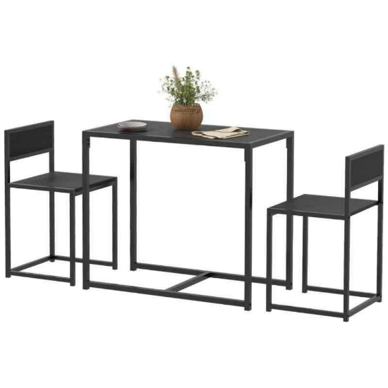 HOMCOM 3-Piece Dining Room Set, Industrial Kitchen Table Set with Rectangular Table and 2 Dining