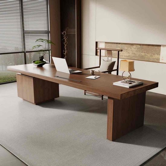 Rectangular Solid Wood With 3 Drawers Desks