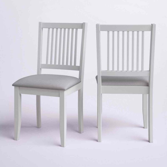 Swick 18" Wide Mission Style Wooden Dining Chair with Upholstered Seat (Set of 2)