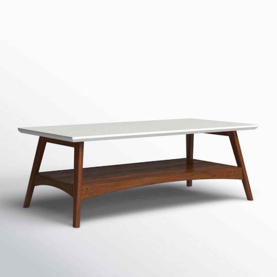 Parker Mid-century Coffee Table with Storage Shelf