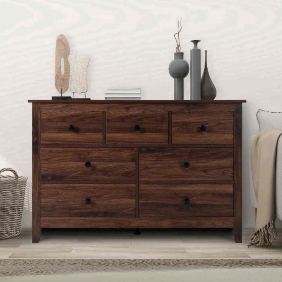 7-Drawer Dresser, Farmhouse Wooden Chest of Drawers