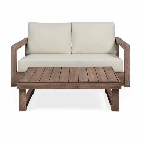 Christopher Knight Home Westchester Acacia Wood Loveseat & Coffee Table Set In Brown