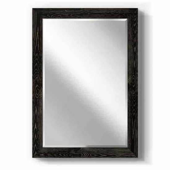 Beveled Edge Framed 29 in. W x 41 in. H Rectangle Wood Black Mirror