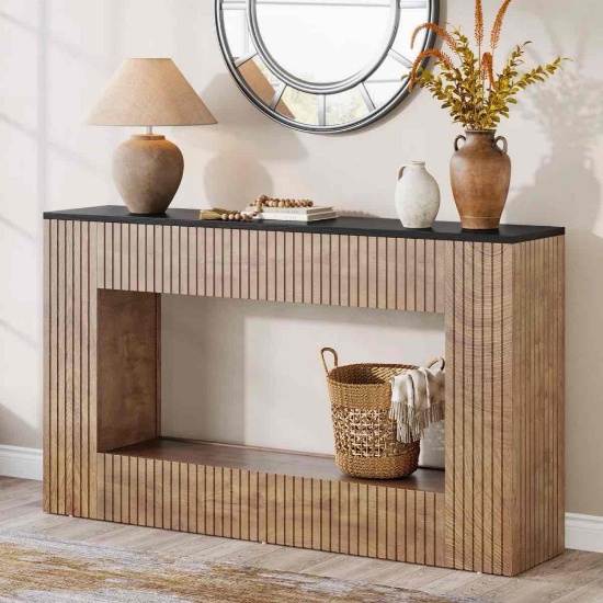 Modern Console Table, 55 Inch Wood Entryway Table With Storage