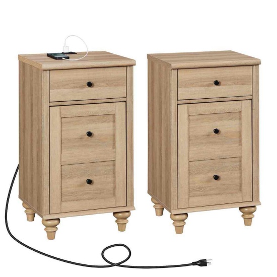 Scarlett Nightstand Set With Storage And Built-In Outlets (Set Of 2)