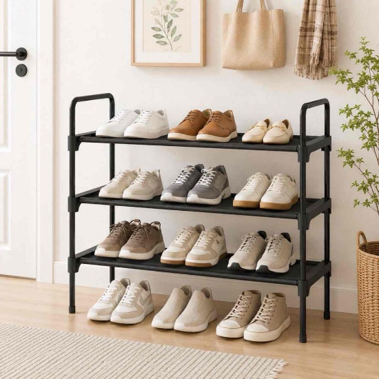 Shoe Rack for Closet, Sturdy Shoe Storage for Entryway, Space-Saving Shoe Rack Small and Shoe Shelf,