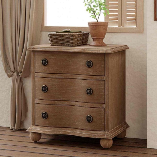 Farmhouse 3 Drawer Nightstand With Curved Front