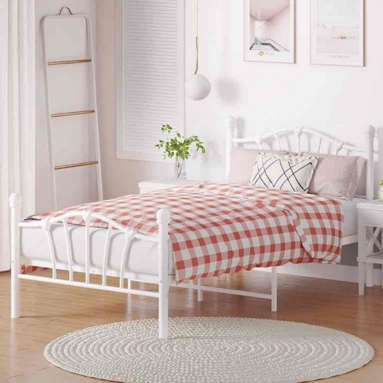 Acekid Twin Size Metal Bed Frame with Iron-Art Sweet Heart