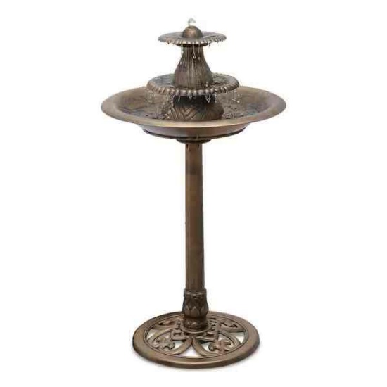 MoNiBloom Bronze PP Outdoor 3-Tier Water Fountain Garden Waterfall Round Bird Bath with Electric