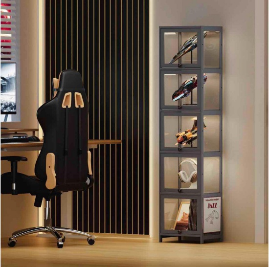 MONIBLOOM Display Case - Acrylic Flip Door - transparent on all sides - 67.7" 5 Tiers - 16 in.L 12.5