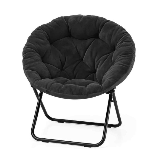 Magshion Saucer Chair for Adults, Oversized Folding Cozy Moon Chair with Black Metal Frame (Set of