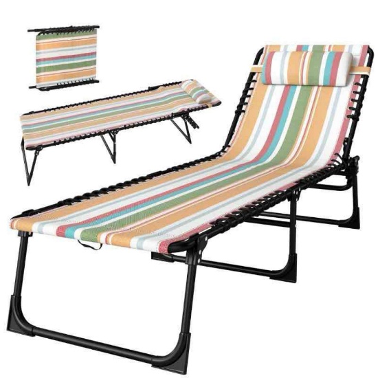 Outsunny Folding Chaise Lounge Pool Chair with 4-Position Reclining Back