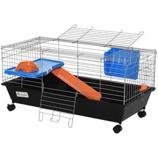 PawHut 35"L Small Animal Cage with Food Dish