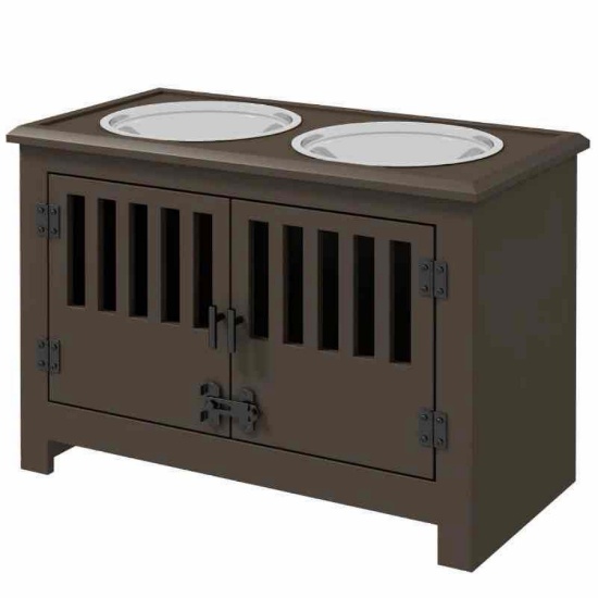 PawHut Dog Food Storage Cabinet with Bowls & Dog Feeding Station