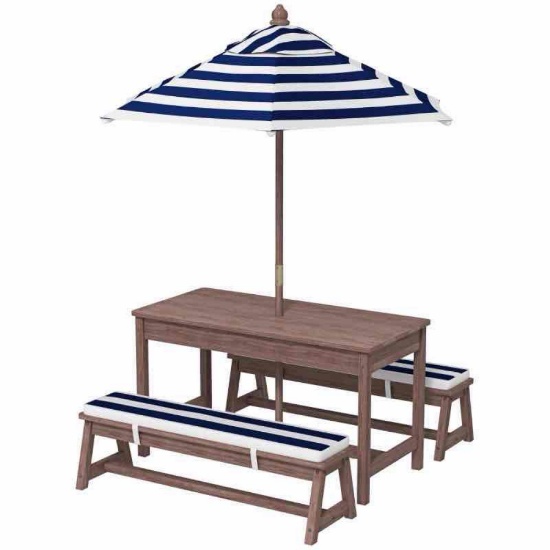 Qaba Outdoor Wooden Kids Picnic Table & Bench Set