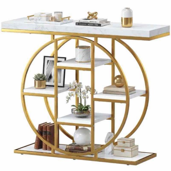 HOMCOM 39.4" Console Table with Storage Shelves