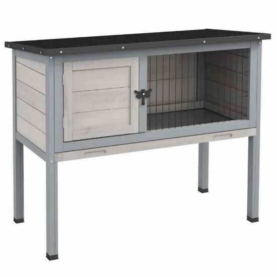 PawHut Elevated Rabbit Hutch, Wooden Bunny Cage
