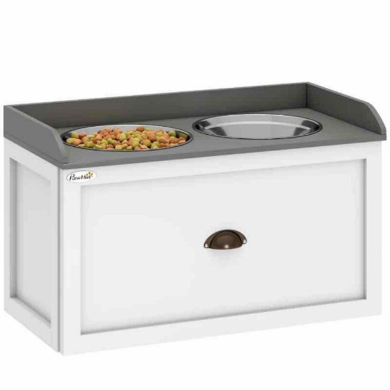 PawHut Pet Feeding Station Pet Dish Bowl Set with Storage