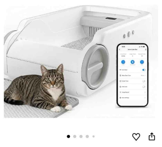 Open Top Automatic Litter Box Self Cleaning Cat Litter Box for Multiple Cats Electric Litter Box