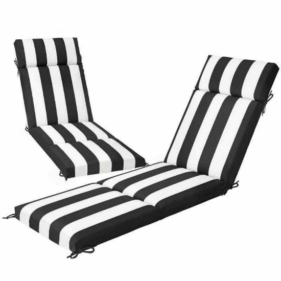 Outsunny Outdoor Chaise Lounge Cushions Set of 2 with 6 Ties