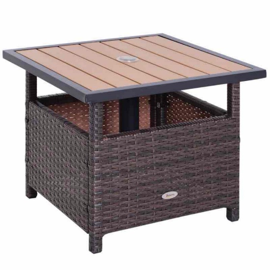 Outsunny 22" Outdoor Side Table with Umbrella Hole