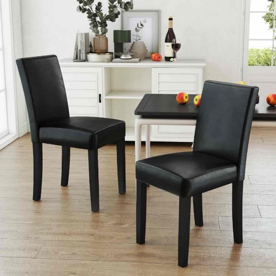 18.9" H Upholstered Solid Wood Parsons Dining Chairs (Set of 2)