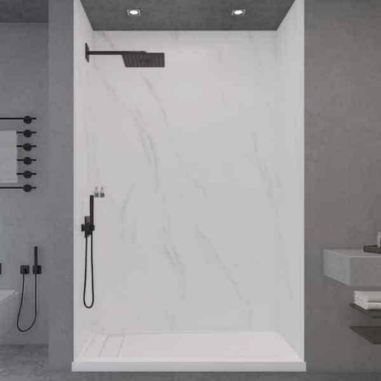 36 in. x 60 in. x 96 in. 3-Piece Easy Glue Up Alcove Shower Wall Surround