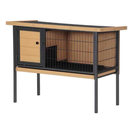 PawHut Rabbit Hutch Elevated Bunny Cage Small Animal Habitat with Metal Frame