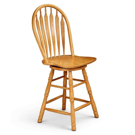 Azizi Swivel Solid Wood Counter Stool