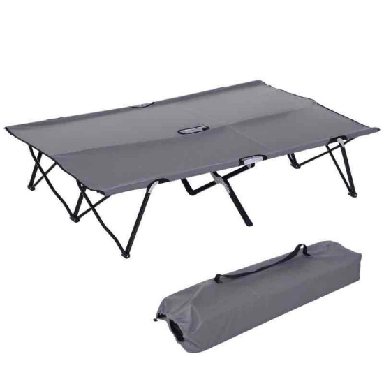 Outsunny 2 Person Folding Camping Cot for Adults, 50" Extra Wide Outdoor Portable Sleeping Cot