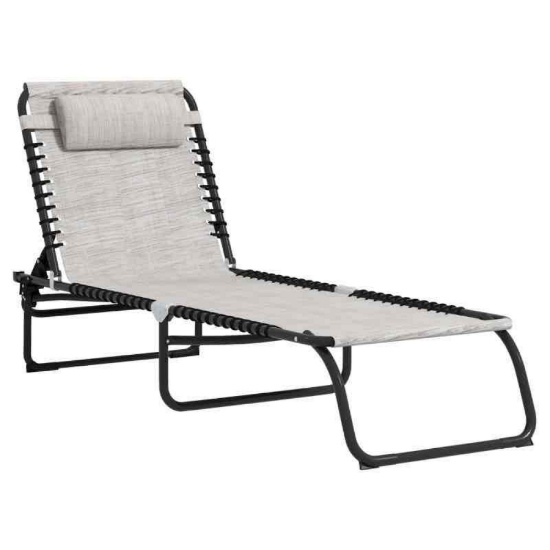 Outsunny Foldable Chaise Lounge, 3-Position Reclining Back