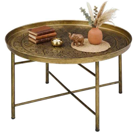 HOMCOM Coffee Table for Living Room, 24" Round Center Table