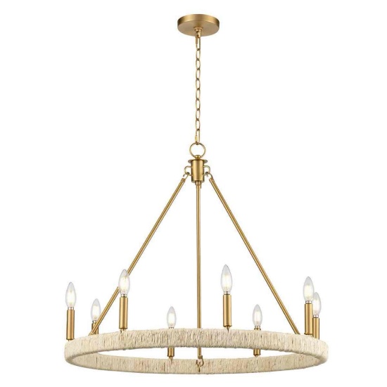 8-Light Candle Style Dimmable Wagon Wheel Chandelier