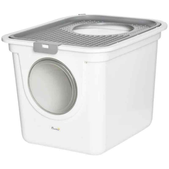 PawHut Covered Cat Litter Box, Easy Cleaning Kitty Litter Box with Front Entrance