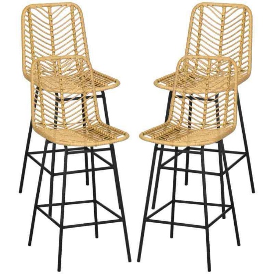 HOMCOM Set of 4 Rattan Barstools Wicker Counter Stools