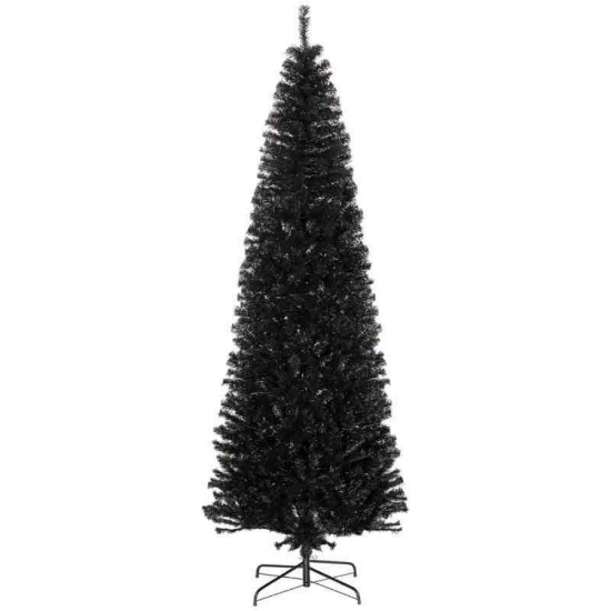 HOMCOM 8 FT Artificial Christmas Tree Pencil Xmas Tree with Stand, 1168 Tips, Holiday Home Indoor