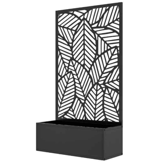 Outsunny Metal Outdoor Privacy Screen with Raised Garden Bed