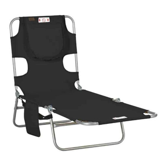 Outsunny Tanning Chair with Face Hole, 5-Level Adjustable Outdoor Chaise Lounge Chair with Pillow