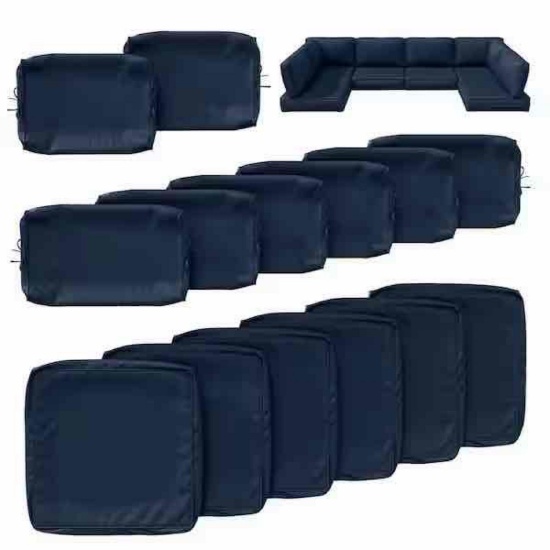 14-Piece Outdoor Patio Cushion Cover, UV and Waterproof Replacement Slipcovers Navy Blue with Insert