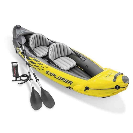 Intex Explorer K2 2-Person Inflatable Kayak Set w/ Oars & Air Pump, Yellow