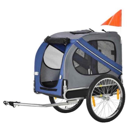Aosom Bike Trailer Cargo Cart for Dogs and Pets with 3 Entrances Large Wheels for Off-Road & Mesh