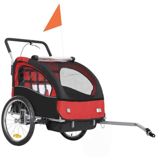 Aosom 2-Seat Elite 360 Swivel Bike Trailer for Kids Bicycle Cargo Trailer with Water-Resistant
