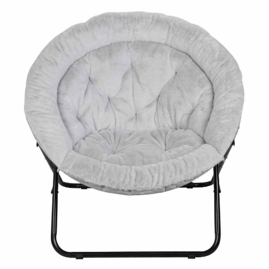 Urban Shop Mongolian Faux Fur Oversized Moon Chair, Silver