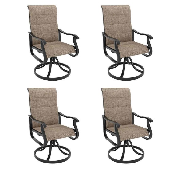 Derrald High Back Padded Swivel Rocking Outdoor Patio Dining Armchairs(Set of 4)
