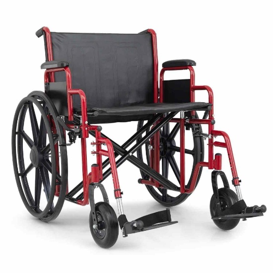 Wheelchair 500 lbs Capacity - Steel Frame PU Seat - 7.5'' Front & 24'' Rear Wheel - 24*17.5'' Seat