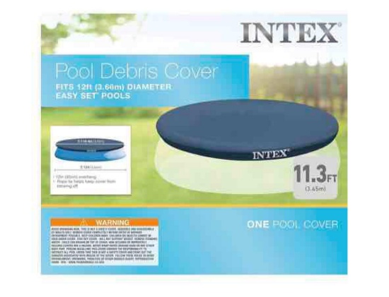 INTEX 28022E Pool Cover: For 12ft Round Easy Set Pools Includes Rope Tie Drain Holes 12in