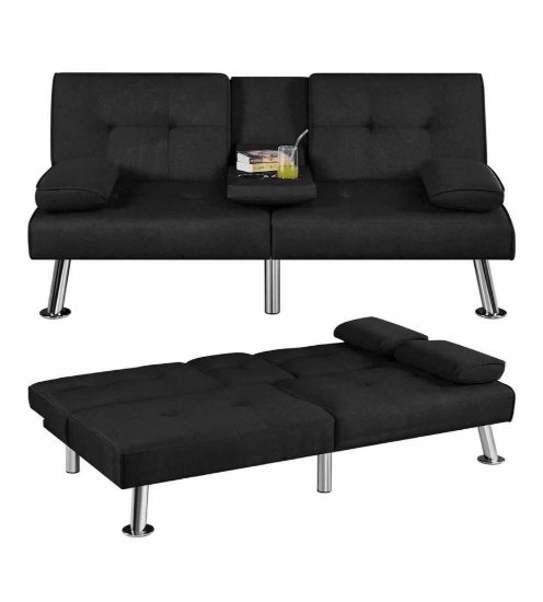 Yaheetech Convertible Sofa Bed Adjustable Fabric Couch Sleeper Modern Recliner