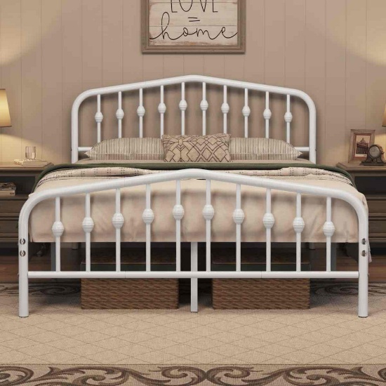 Valor Bed Frames Metal Platform Bed with Headboard Size Queen
